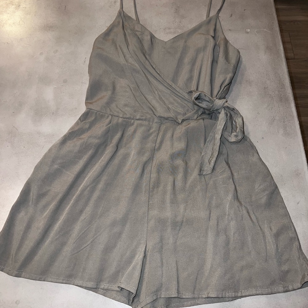 Khaki Green Romper with side tie.